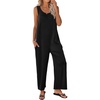 image:imageEkouaer Sleeveless Jumpsuits for Women Casual Summer Scoop Neck Tank Rompers Wide Leg Pants Overall Jumpers with PocketsBlack