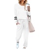 image:imageEkouaer Sweatsuits Womens Loungewear Set Tracksuit Long Sleeve Pajamas Set with Pockets 2 Piece Outfits Lounge SetsWhite
