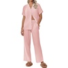 image:imageEkouaer Women Pajamas Set Short Sleeve Button Down Sleepwear Soft Pjs Loungewear Pants Set SXXLPink