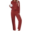 image:imageEkouaer Womens Pajama Sets 2 Piece Sleepwear Soft Pajamas Long Sleeve Pjs Comfy Loungewear SXXLWine Red