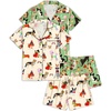 Green Cat Print/Champagne Dog Print