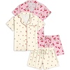 image:imageEkouaer Womens Pajamas Set 2 Pack Button Down Summer Sleepwear Short Sleeve Comfy Pjs Loungewear SetLight Yellow CherryPink Cherry