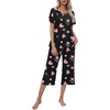 image:imageEkouaer Womens Pajamas Set Short Sleeve Top With Capri Pants Pjs Lounge amp Sleepwear Set SXXLBlack Heart