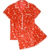 image:imageEkouaer Womens Silk Pajama Sets 2 Piece Satin Pj Set Button Down Shirt and Shorts Lounge Sets Classic with PocketsRed Christmas Trees