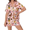 image:imageEkouaer Womens Silk Satin Pajamas Set Animals Print Pjs Button Down Short Sleeve Lounge Set 2 Piece SleepwearPink Puppy