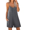 image:imageEkouaer Womens Summer Casual Sleeveless Romper Adjustable Spaghetti Strap Shorts Jumpsuits with Pockets 2025 ClothesGrey