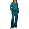 image:imageEkouaer Womens Tracksuits 2 Piece Long Sleeve Outfits Micro Fleece Sweatsuit Sets Wide Leg SweatpantsBlue Green
