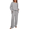image:imageEkouaer Womens Tracksuits 2 Piece Long Sleeve Outfits Micro Fleece Sweatsuit Sets Wide Leg SweatpantsLight Grey