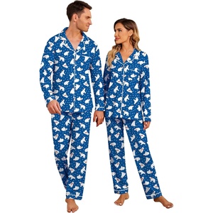 image:imageEkouaer Christmas Family Matching Pajamas Long Sleeve Button Down Pj Set Festival Party SleepwearBlue Bear