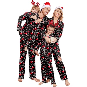 image:imageEkouaer Christmas Family Matching Pajamas Long Sleeve Button Down Pj Set Festival Party SleepwearChristmas Black