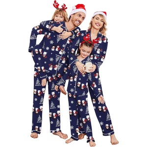 image:imageEkouaer Christmas Family Matching Pajamas Long Sleeve Button Down Pj Set Festival Party SleepwearChristmas Navy