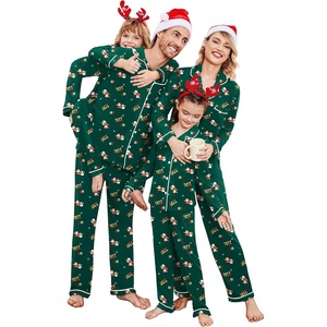 image:imageEkouaer Christmas Family Matching Pajamas Long Sleeve Button Down Pj Set Festival Party SleepwearDark GreenCute Pattern