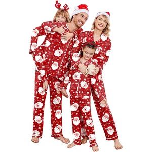 image:imageEkouaer Christmas Family Matching Pajamas Long Sleeve Button Down Pj Set Festival Party SleepwearDeep Red Santa Claus