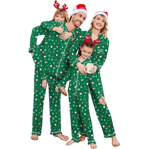 image:imageEkouaer Christmas Family Matching Pajamas Long Sleeve Button Down Pj Set Festival Party SleepwearGreenSanta Claus
