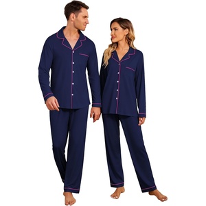 image:imageEkouaer Christmas Family Matching Pajamas Long Sleeve Button Down Pj Set Festival Party SleepwearSolidnavu Blue