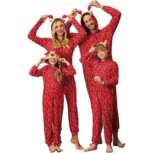 image:imageEkouaer Christmas Onesie Matching Family Elk Antler Hooded Zipper One Piece Long Sleeve Pajamas with Pockets SXXLRed Cane