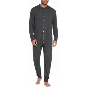 image:imageEkouaer Mens One Piece Pajama Thermal Full Button Union Suit Long Sleeve Onesie with Button Flap SXXLDark Grey