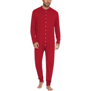 image:imageEkouaer Mens One Piece Pajama Thermal Full Button Union Suit Long Sleeve Onesie with Button Flap SXXLRed