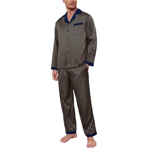 image:imageEkouaer Mens Silk Pajama Set Long Satin Loungewear 2 Piece Pjs Classic Button Down Sleepwear SXXLPat1clover