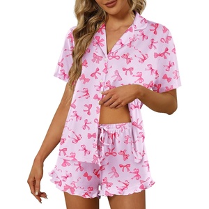 image:imageEkouaer Pajamas Set for Women Short Sleeve Sleepwear Button Down Pjs Lounge Sets Soft NightwearBow