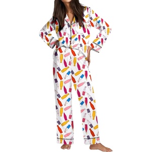 image:imageEkouaer Satin Pajama Set for Women Silky Sleepwear Long Sleeve Top and Pants Button Down Pjs Lounge SetWhite Bottles