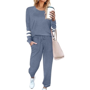 image:imageEkouaer Sweatsuits Womens Loungewear Set Tracksuit Long Sleeve Pajamas Set with Pockets 2 Piece Outfits Lounge SetsBlue Purple