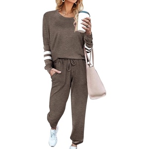 image:imageEkouaer Sweatsuits Womens Loungewear Set Tracksuit Long Sleeve Pajamas Set with Pockets 2 Piece Outfits Lounge SetsBrown