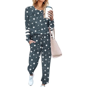 image:imageEkouaer Sweatsuits Womens Loungewear Set Tracksuit Long Sleeve Pajamas Set with Pockets 2 Piece Outfits Lounge SetsGrey Stars