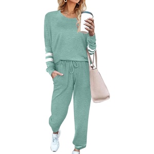 image:imageEkouaer Sweatsuits Womens Loungewear Set Tracksuit Long Sleeve Pajamas Set with Pockets 2 Piece Outfits Lounge SetsIce Green