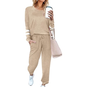 image:imageEkouaer Sweatsuits Womens Loungewear Set Tracksuit Long Sleeve Pajamas Set with Pockets 2 Piece Outfits Lounge SetsKhaki2