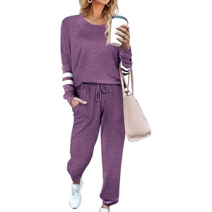 image:imageEkouaer Sweatsuits Womens Loungewear Set Tracksuit Long Sleeve Pajamas Set with Pockets 2 Piece Outfits Lounge SetsPurple
