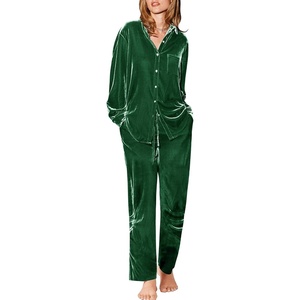 image:imageEkouaer Velour Track Suits for Women Long Sleeve Pajama Set Casual 2 Piece LoungewearGreen