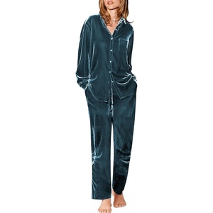 image:imageEkouaer Velour Track Suits for Women Long Sleeve Pajama Set Casual 2 Piece LoungewearPeacock Blue