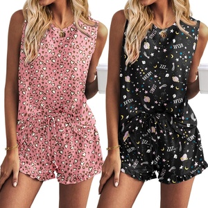 image:imageEkouaer Women Lightweight Summer Pajama Soft Pj Set Sleepwear Tank Top Shorts with Pocket Loungewear Set SXXLLeopard Starry