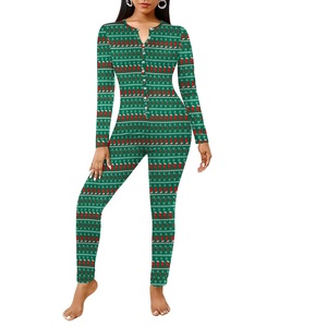 image:imageEkouaer Womens Onesie Adult Button One Piece Pajama Long Sleeve Onesie Pajamas Jumpsuit Sleepwear for WomenChristmas Stockings