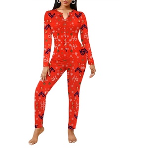 image:imageEkouaer Womens Onesie Adult Button One Piece Pajama Long Sleeve Onesie Pajamas Jumpsuit Sleepwear for WomenChristmas Symbols