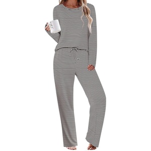 image:imageEkouaer Womens Pajama Sets 2 Piece Sleepwear Soft Pajamas Long Sleeve Pjs Comfy Loungewear SXXLBlack Stripe