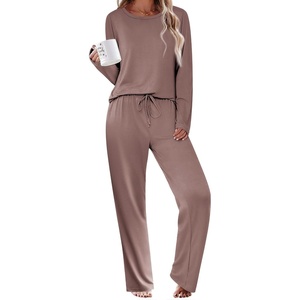 image:imageEkouaer Womens Pajama Sets 2 Piece Sleepwear Soft Pajamas Long Sleeve Pjs Comfy Loungewear SXXLBrown