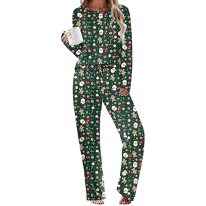 image:imageEkouaer Womens Pajama Sets 2 Piece Sleepwear Soft Pajamas Long Sleeve Pjs Comfy Loungewear SXXLChristmas Green Santa