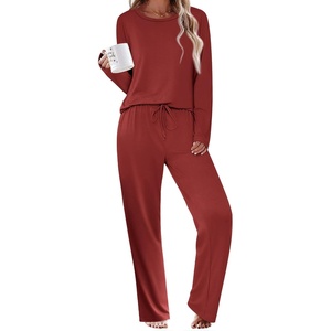image:imageEkouaer Womens Pajama Sets 2 Piece Sleepwear Soft Pajamas Long Sleeve Pjs Comfy Loungewear SXXLWine Red