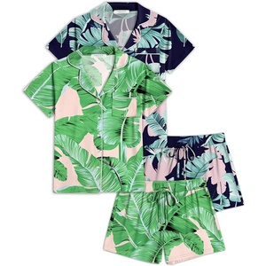image:imageEkouaer Womens Pajamas Set 2 Pack Button Down Summer Sleepwear Short Sleeve Comfy Pjs Loungewear SetNavy LeavesPink Leaves