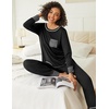image:imageEkouaer 2 Pack Womens Pajama Sets Long Sleeve Lounge Sets Soft Pj Sleepwear LoungewearBlackBlack Star