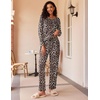 image:imageEkouaer 2 Pack Womens Pajama Sets Long Sleeve Pjs Lounge Set Soft Comfy Sleepwear Winter LoungewearAblackLeopard