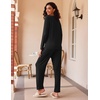 image:imageEkouaer 2 Pack Womens Pajama Sets Long Sleeve Pjs Lounge Set Soft Comfy Sleepwear Winter LoungewearAblackLeopard