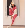 image:imageEkouaer 2 Pack Womens Pajama Sets Long Sleeve Pjs Lounge Set Soft Comfy Sleepwear Winter LoungewearAchristmas SnowmanChristmas Snowflakes