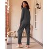 image:imageEkouaer 2 Pack Womens Pajama Sets Long Sleeve Pjs Lounge Set Soft Comfy Sleepwear Winter LoungewearAgrayGray Stripe