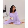 image:imageEkouaer 2 Pack Womens Pajama Sets Long Sleeve Pjs Lounge Set Soft Comfy Sleepwear Winter LoungewearAlilac DotsNavy Star