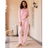 image:imageEkouaer 2 Pack Womens Pajama Sets Long Sleeve Pjs Lounge Set Soft Comfy Sleepwear Winter LoungewearApink StripeNavy Dots