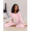 image:imageEkouaer 2 Pack Womens Pajama Sets Long Sleeve Pjs Lounge Set Soft Comfy Sleepwear Winter LoungewearApink StripeNavy Dots