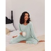 image:imageEkouaer 2 Pack Womens Pajama Sets Long Sleeve Pjs Lounge Set Soft Comfy Sleepwear Winter LoungewearBlack StripeLight Green